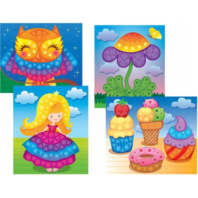 Zestaw do wyklejania z piankowymi naklejkami w różnych kształtach.