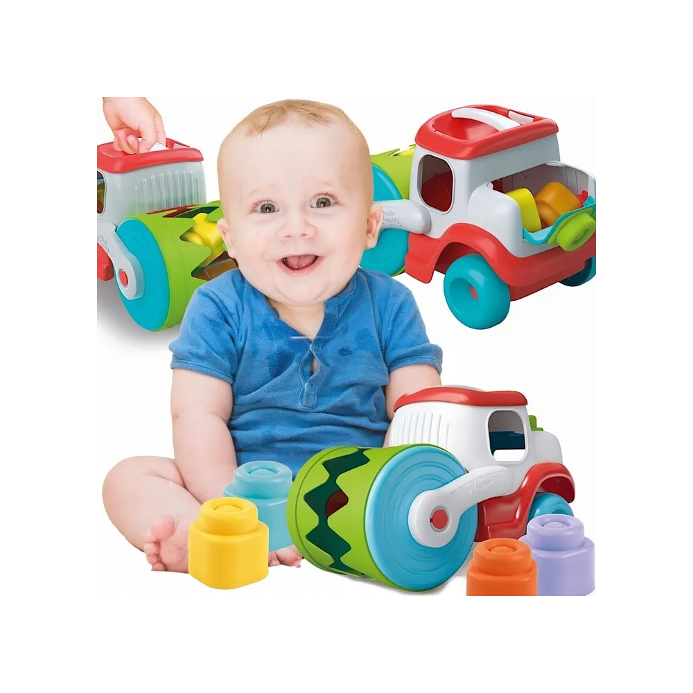 Edukacyjna zabawka sensoryczna z kolorowym walcem i miękkimi klockami