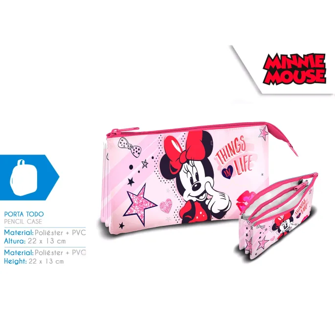 Pojemny piórnik z wizerunkiem Myszki Minnie, idealny na przybory szkolne