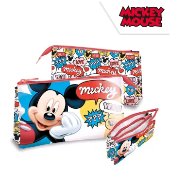 Czerwony piórnik z motywem Myszki Mickey dla dzieci