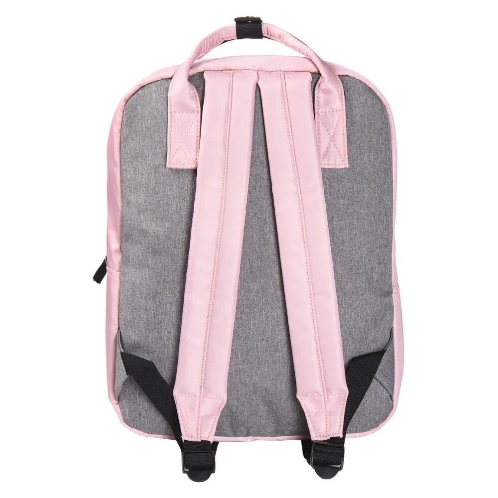 Zbliżenie na regulowane szelki plecaka Myszka Minnie w kolorze różowym