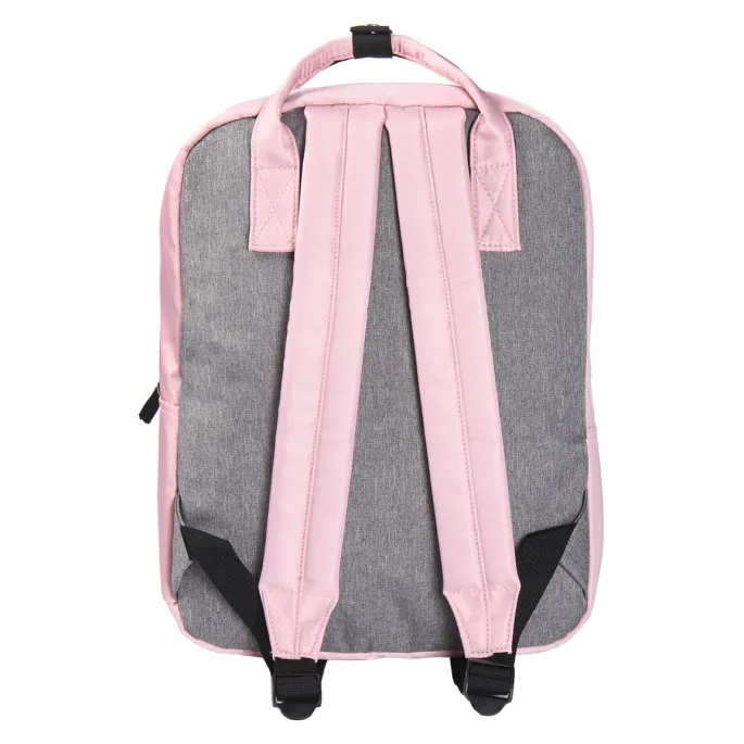 Zbliżenie na regulowane szelki plecaka Myszka Minnie w kolorze różowym