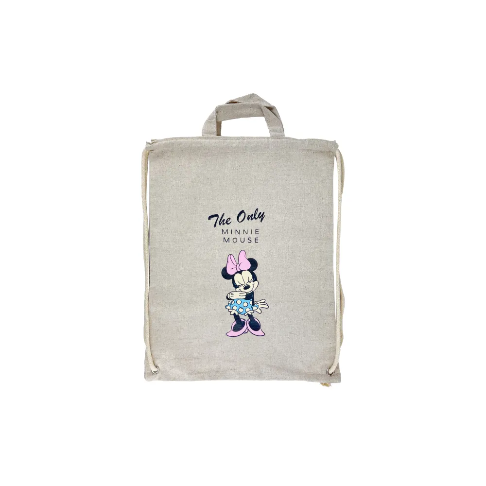 Praktyczny i lekki worko-plecak Myszka Minnie wykonany z wytrzymałego materiału