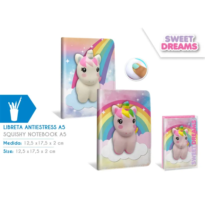 Notatnik A5 pastelowy z antystresową okładką Sweet Dreams w estetycznych kolorach