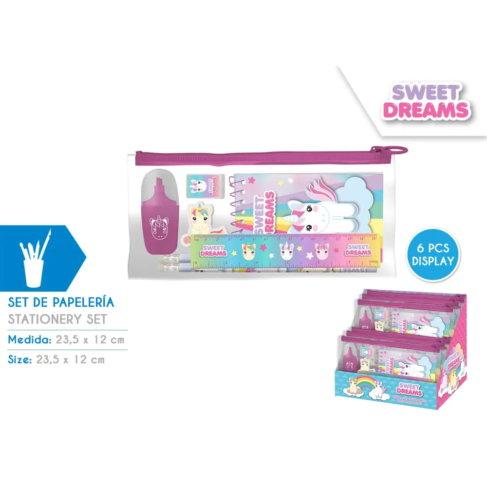 Piórnik Sweet Dreams z wyposażeniem i kolorowym motywem idealny do szkoły