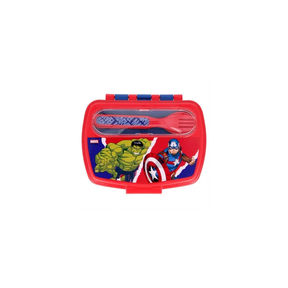 Lunchbox Avengers z kompletem sztućców, idealny do szkoły