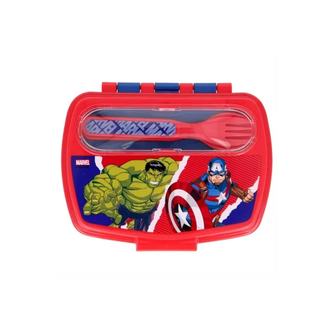 Lunchbox Avengers z kompletem sztućców, idealny do szkoły