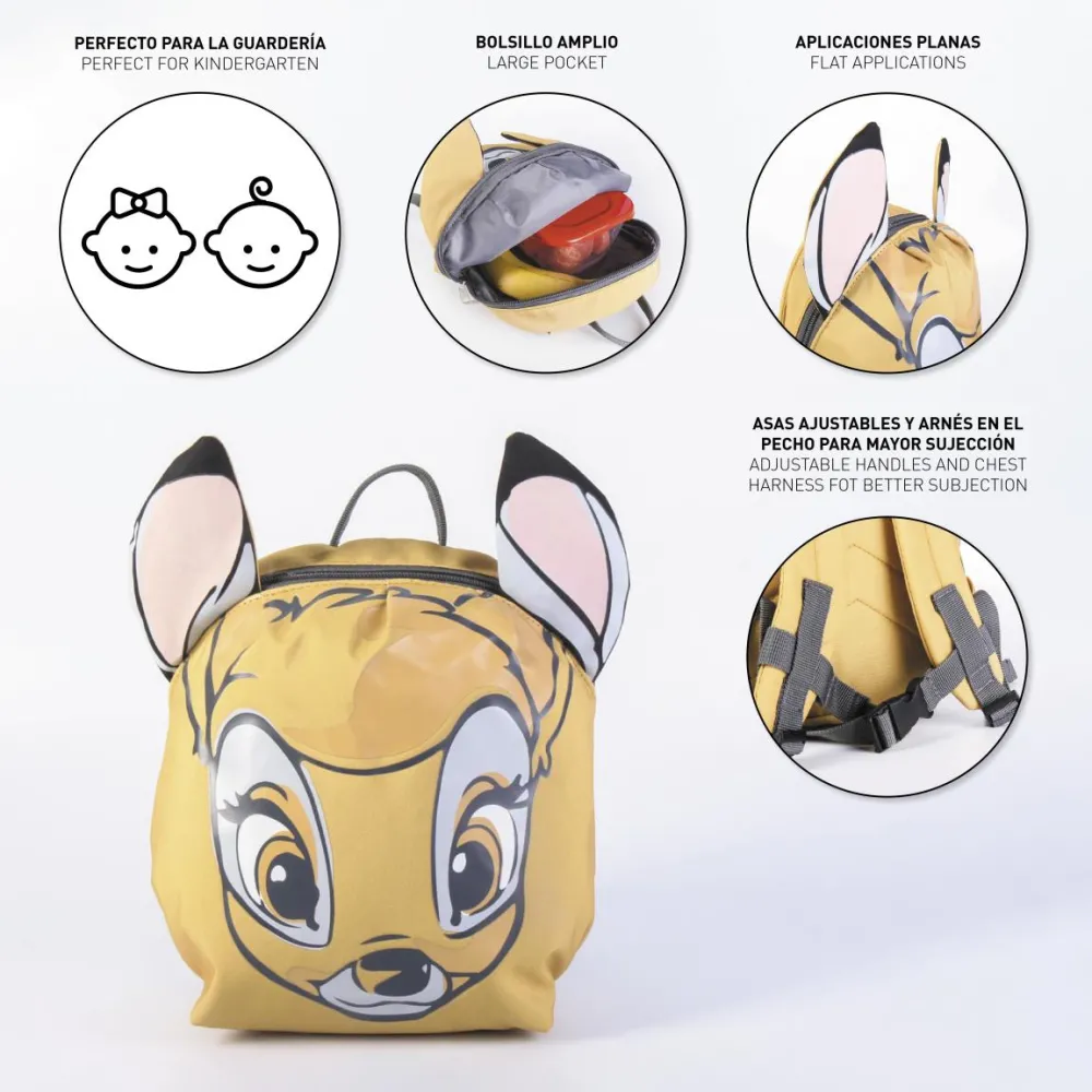 Plecak Disney Bambi otwarty, widoczne wnętrze i kieszonki