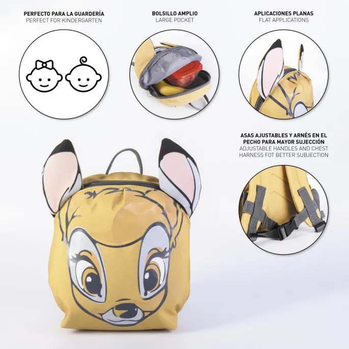 Plecak Disney Bambi otwarty, widoczne wnętrze i kieszonki