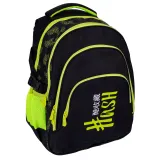 Czarny plecak Hash z ergonomicznymi szelkami na tle jasnej ściany