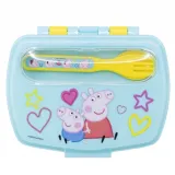 Kolorowa śniadaniówka Świnka Peppa z zestawem sztućców