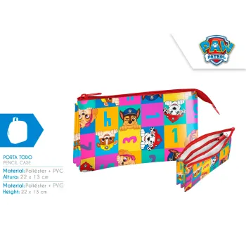 Trzykomorowy piórnik szkolny z motywem Psi Patrol dla dzieci