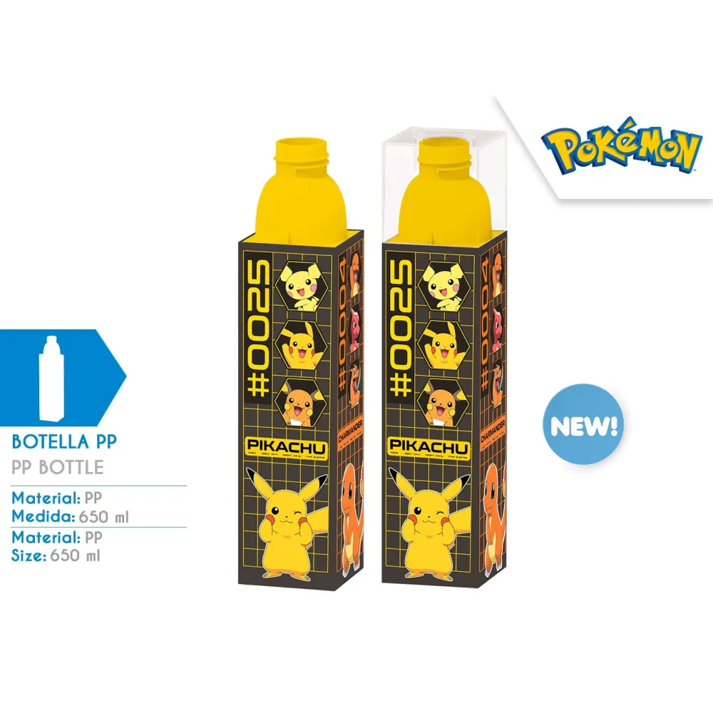 Butelka Pokemon 650 ml z kolorowym nadrukiem postaci na białym tle