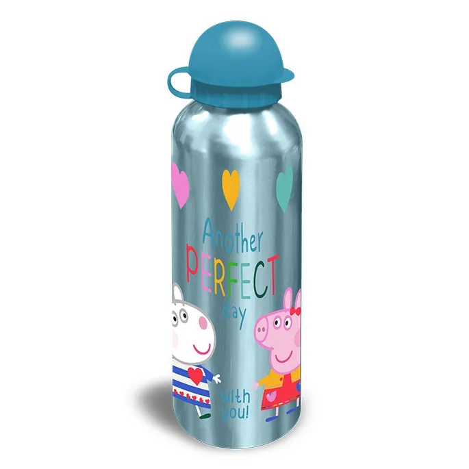 Bidon aluminiowy Świnka Peppa 500 ml w niebieskim kolorze dla dzieci