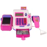 Dziecięca kasa sklepowa z koszykami i wózkiem na zakupy