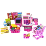 Zestaw z kasą sklepową oraz banknotami i monetami do zabawy