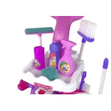 Kolorowy wózek dla dzieci z pełnym zestawem do sprzątania