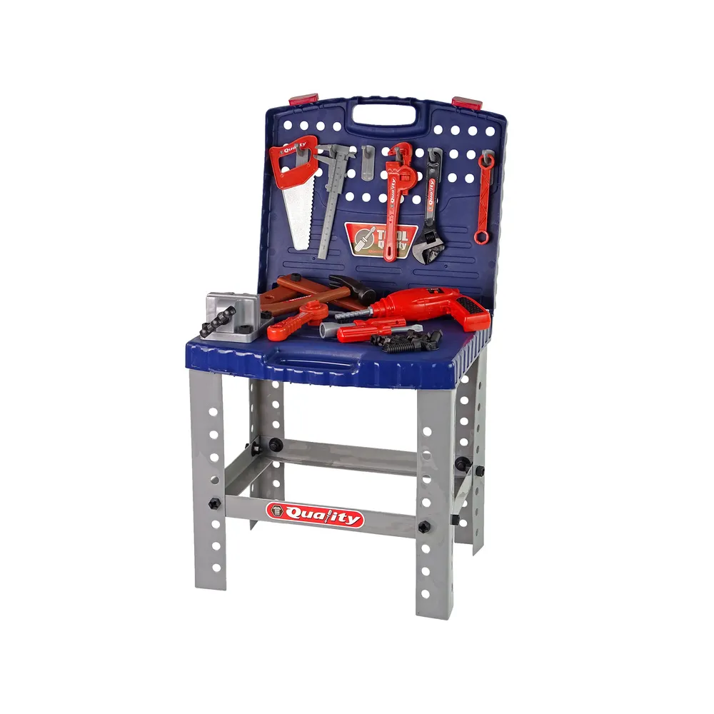 Kolorowy warsztat stolik z narzędziami dla małego majsterkowicza