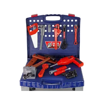 Wiertarka i imadło w komplecie zabawkowego zestawu narzędziowego