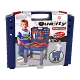 Stolik warsztatowy z narzędziami i dekoracyjnymi naklejkami dla dzieci