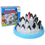 Kolorowa gra z pingwinami wspinającymi się na lodową górę