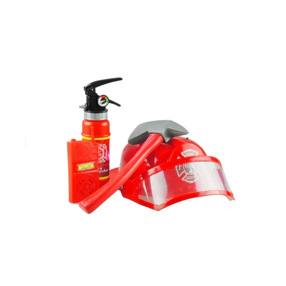 Prawdziwy Strój Strażaka Dla Dziecka Kask Gaśnica Akcesoria Czerwony