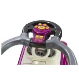 Fioletowy samochodzik na czterech kołach z funkcją pchacza i barierkami