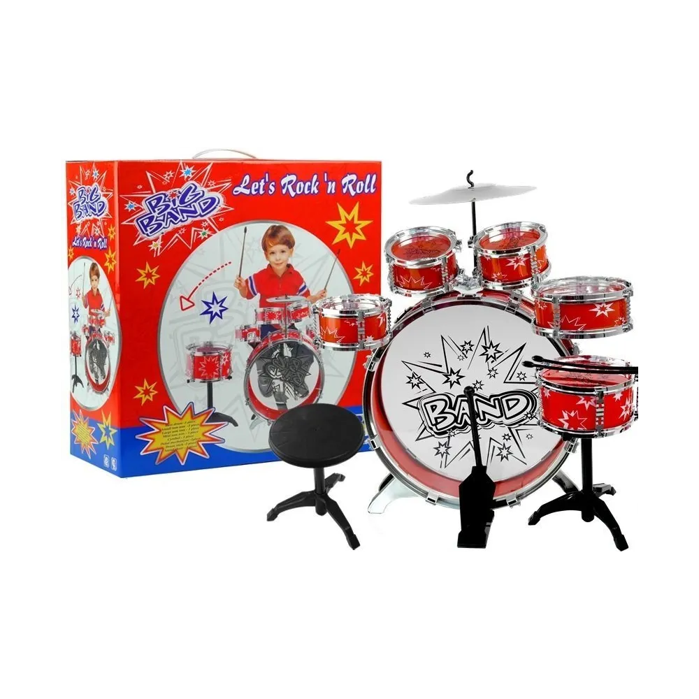 Zestaw dużej perkusji dziecięcej z 6 bębnami i talerzem