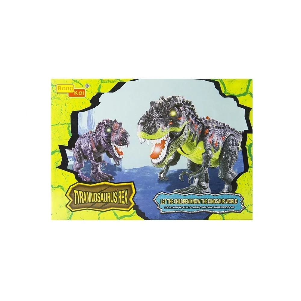 Brązowy dinozaur na baterie z ruchomą głową i ogonem, idealny na prezent