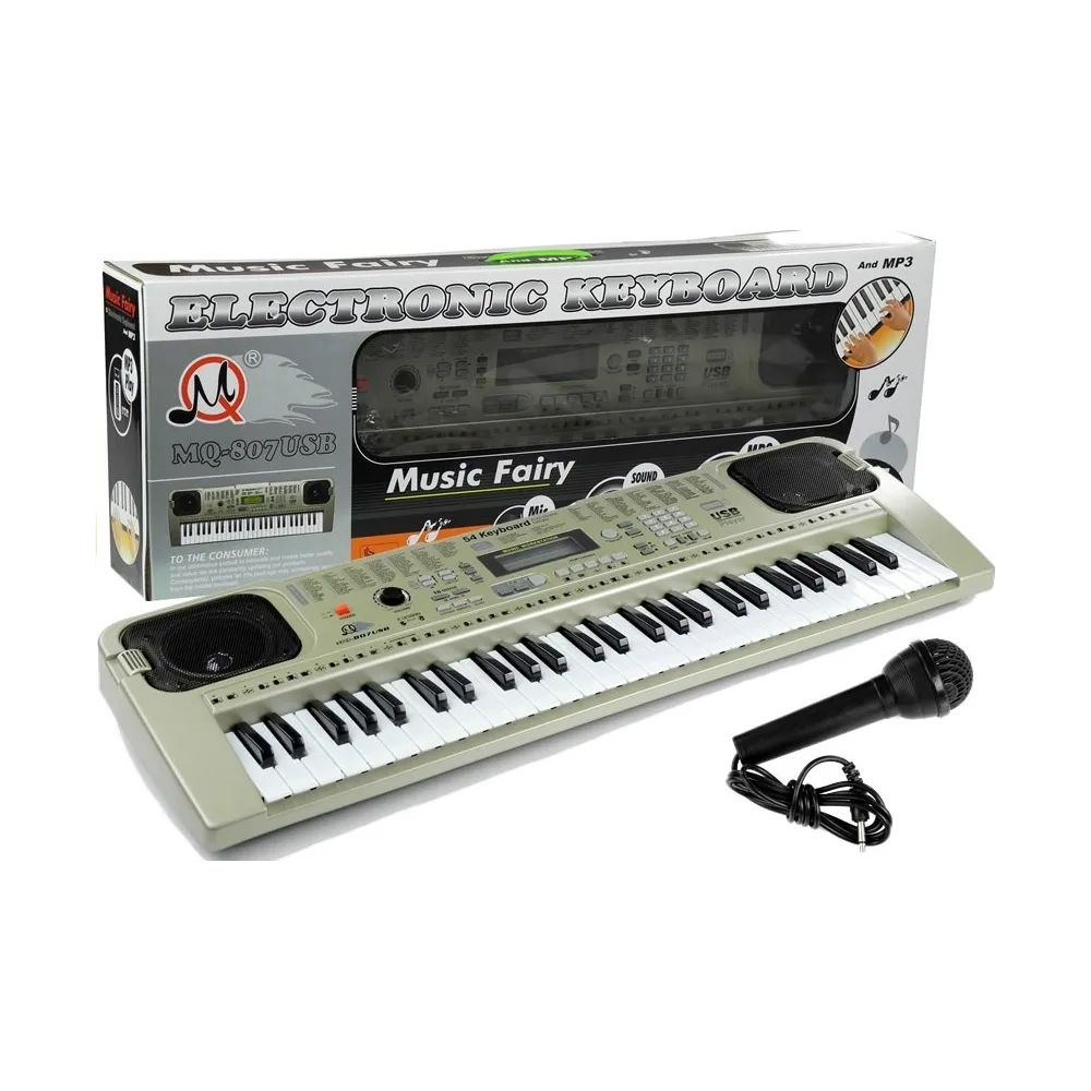 Keyboard MQ807 z mikrofonem widoczny z przodu na białym tle