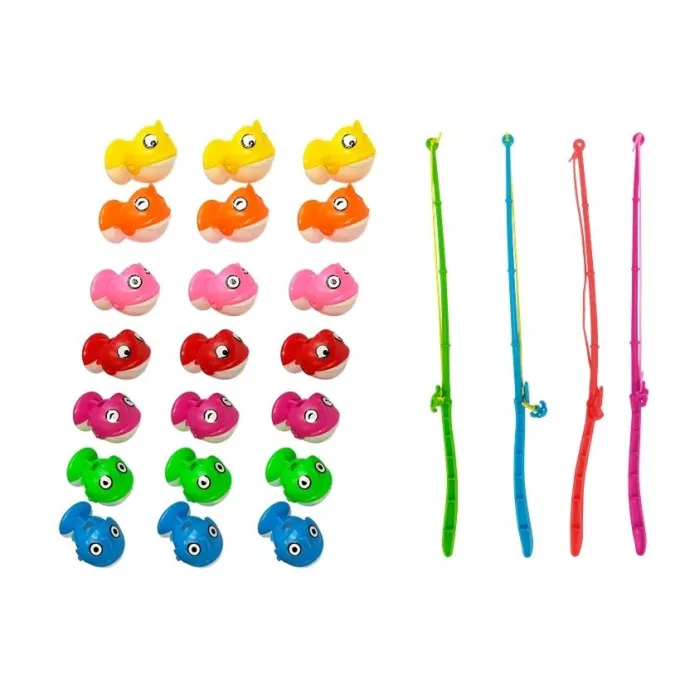 Kolorowa podstawa do łowienia rybek z kompletem wędek