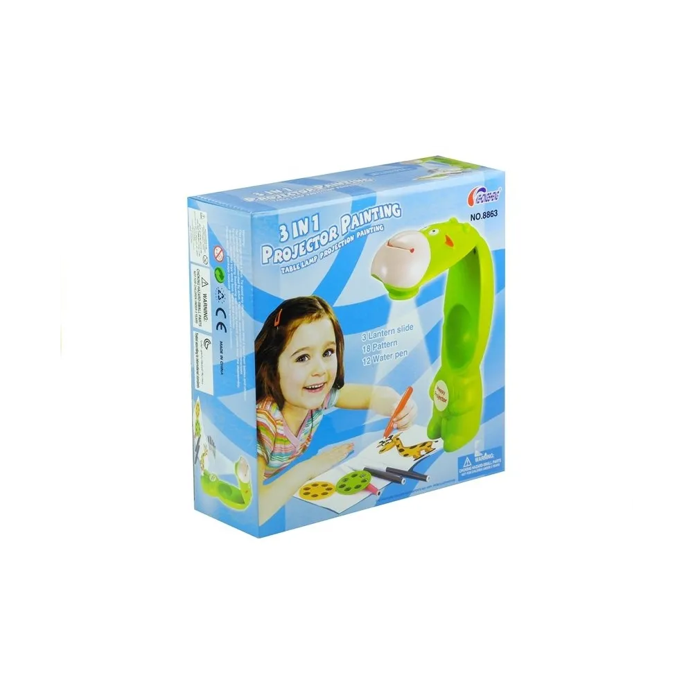 Projektor Do Rysowania Rzutnik Krówka 3 Dyski Pisaki Zielony 3w1