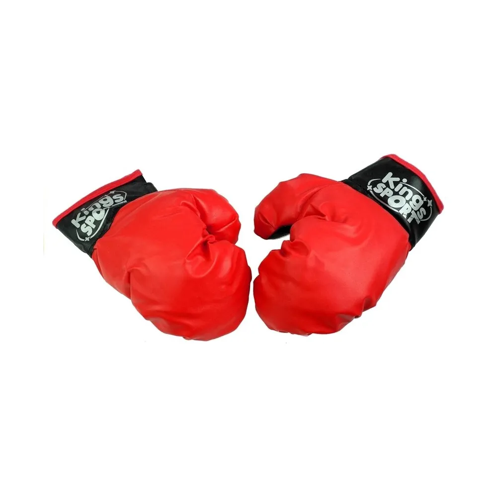 Stabilny stojak z gruszką bokserską i rękawicami w kolorze czarno-czerwonym