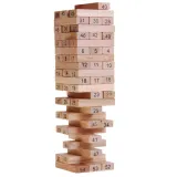 Zestaw do gry zręcznościowej z drewnianymi klockami i liczbami
