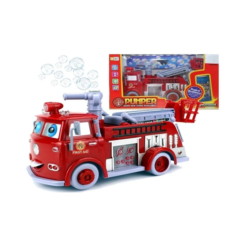 Interaktywny wóz strażacki zabawka dla dzieci z bańkami mydlanymi