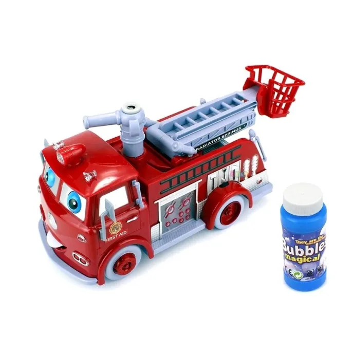 Kolorowy wóz strażacki dla dzieci z puszczaniem baniek mydlanych