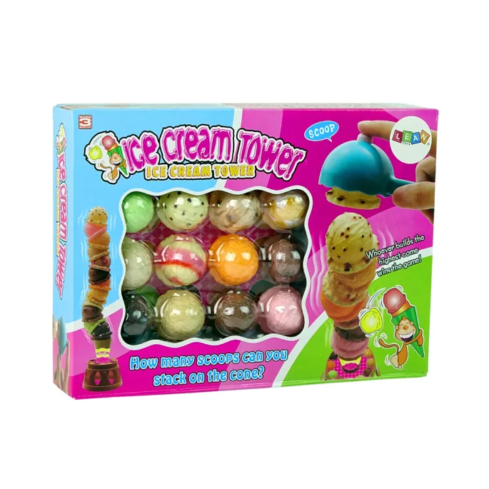 Zestaw elementów gry Wieża Lodowa gotowy do rozgrywki rodzinnej