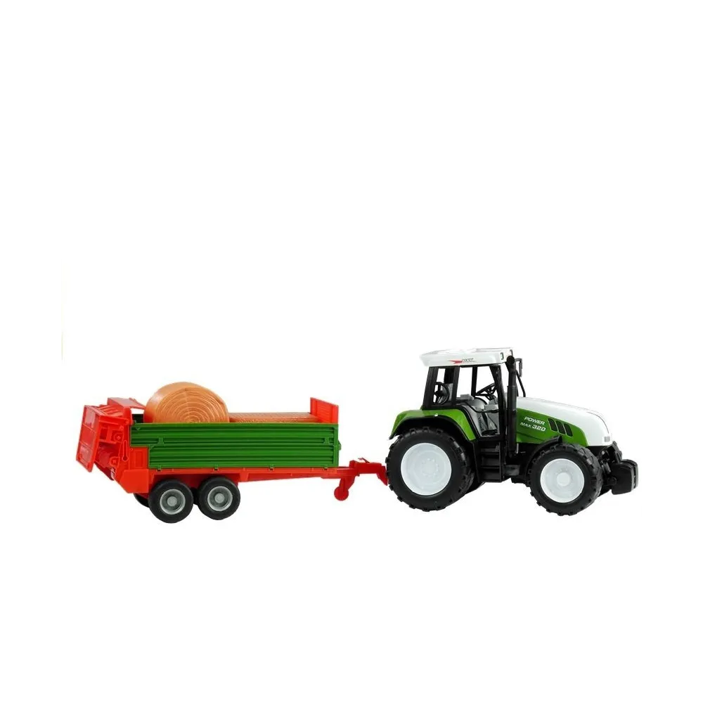 Czerwony traktor z przyczepą i akcesoriami – zestaw rolniczy dla dzieci