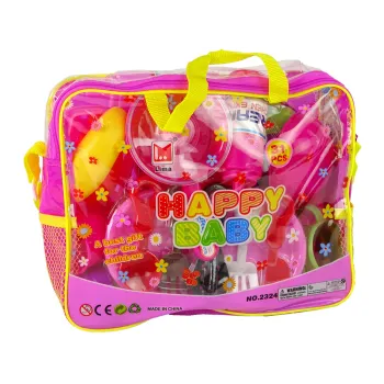 Kolorowy komplet naczyń do zabawy dla małych kucharek i kucharzy