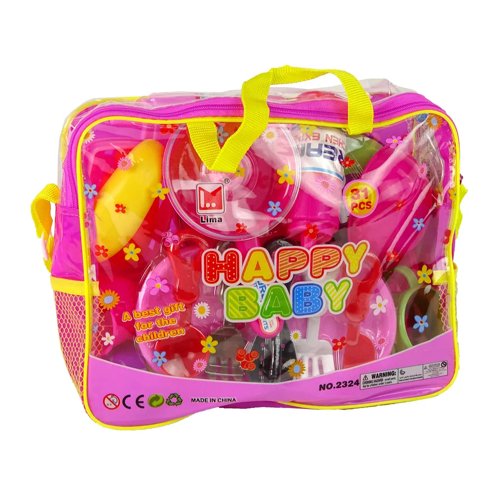 Kolorowy komplet naczyń do zabawy dla małych kucharek i kucharzy