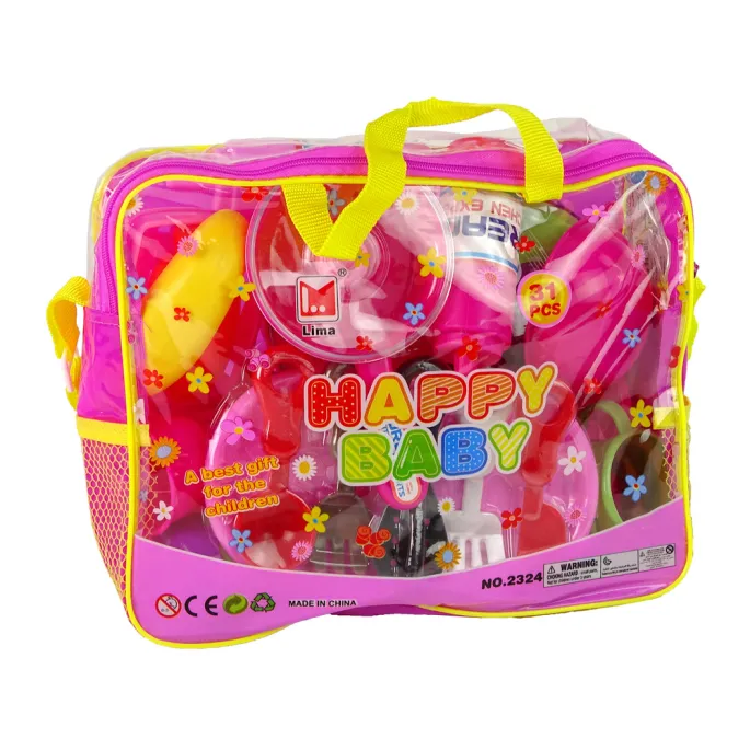 Kolorowy komplet naczyń do zabawy dla małych kucharek i kucharzy