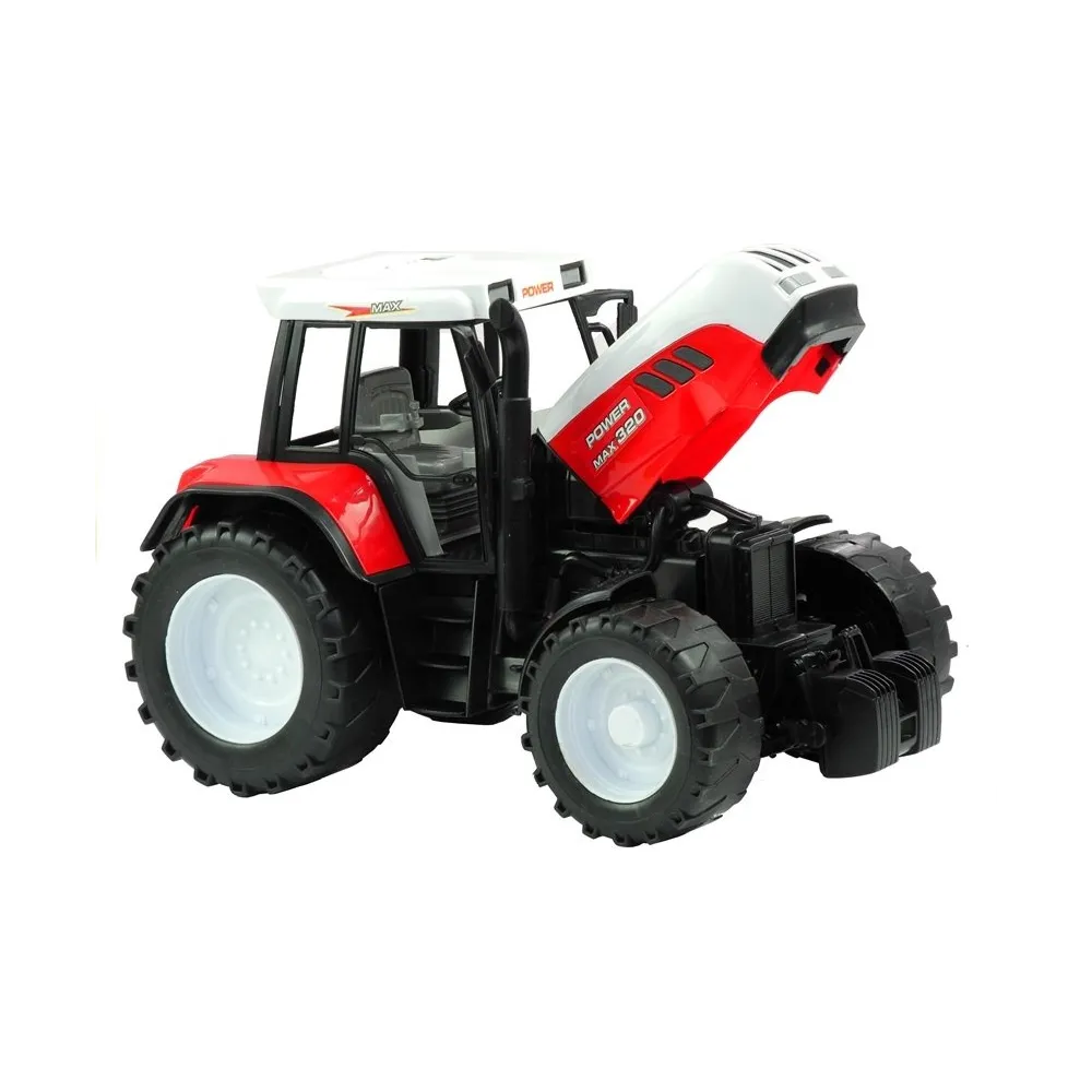 Zielony model traktora z prasą w zestawie, 65 cm długości