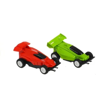 Rozjazdy toru wyścigowego z dwoma samochodzikami w ruchu