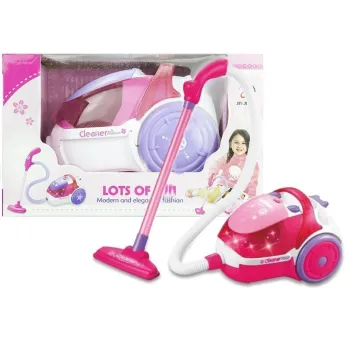 Duży zabawkowy odkurzacz dla dzieci o długości 26 cm na białym tle