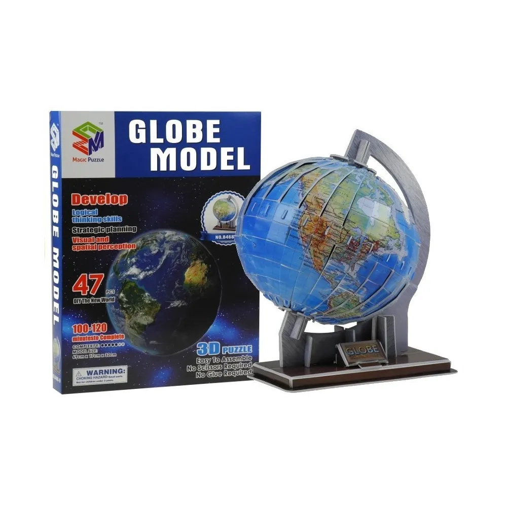 Puzzle 3D przedstawiające kulę ziemską na kolorowym tle