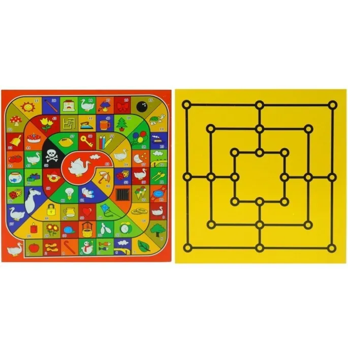 Różne plansze i pionki z zestawu gier 18w1