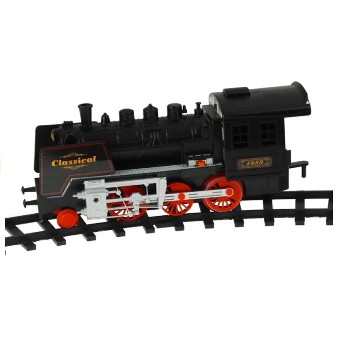 Kolorowe wagony i lokomotywa na dużym torze kolejowym dla dzieci