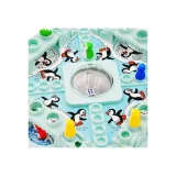 Elementy zestawu gry Chińczyk Pingwiny – plansza, pionki, mosty lodowe