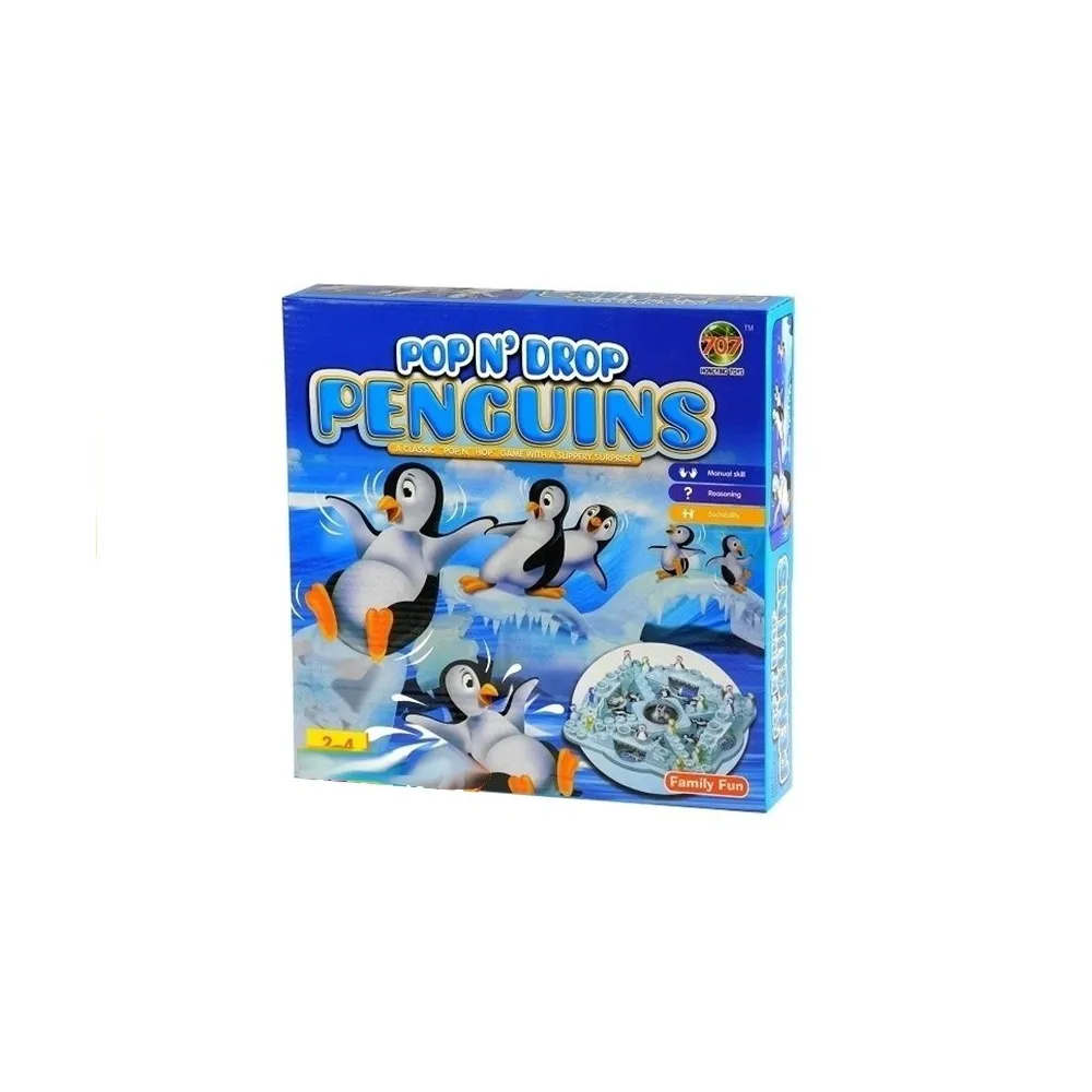 Zbliżenie na lodowe mosty i pingwiny na planszy Chińczyk Pingwiny