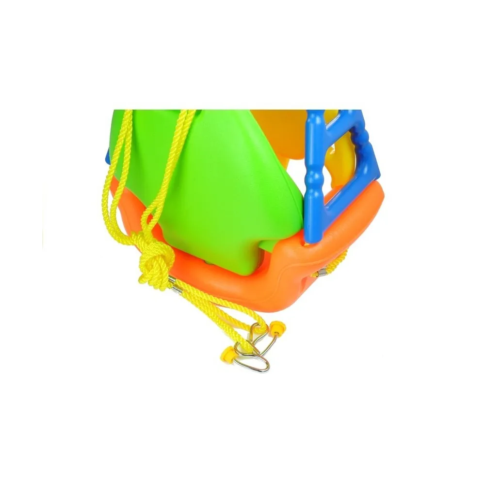 Huśtawka dla malucha z regulacją, barierką i oparciem